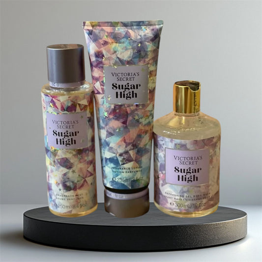 VICTORIA SECRET SUGAR HIGH MIST BODY LOTION BATH WASH SET