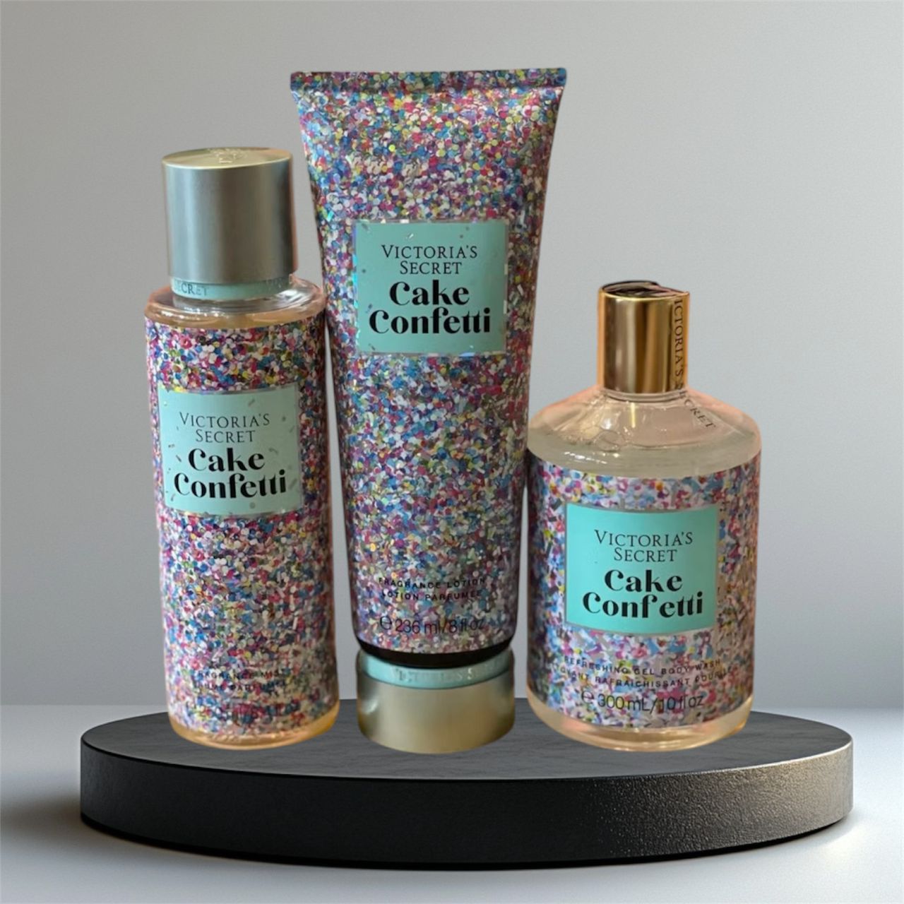 VICTORIA SECRET CAKE CONFETTI MIST BODY LOTION BATH WASH SET