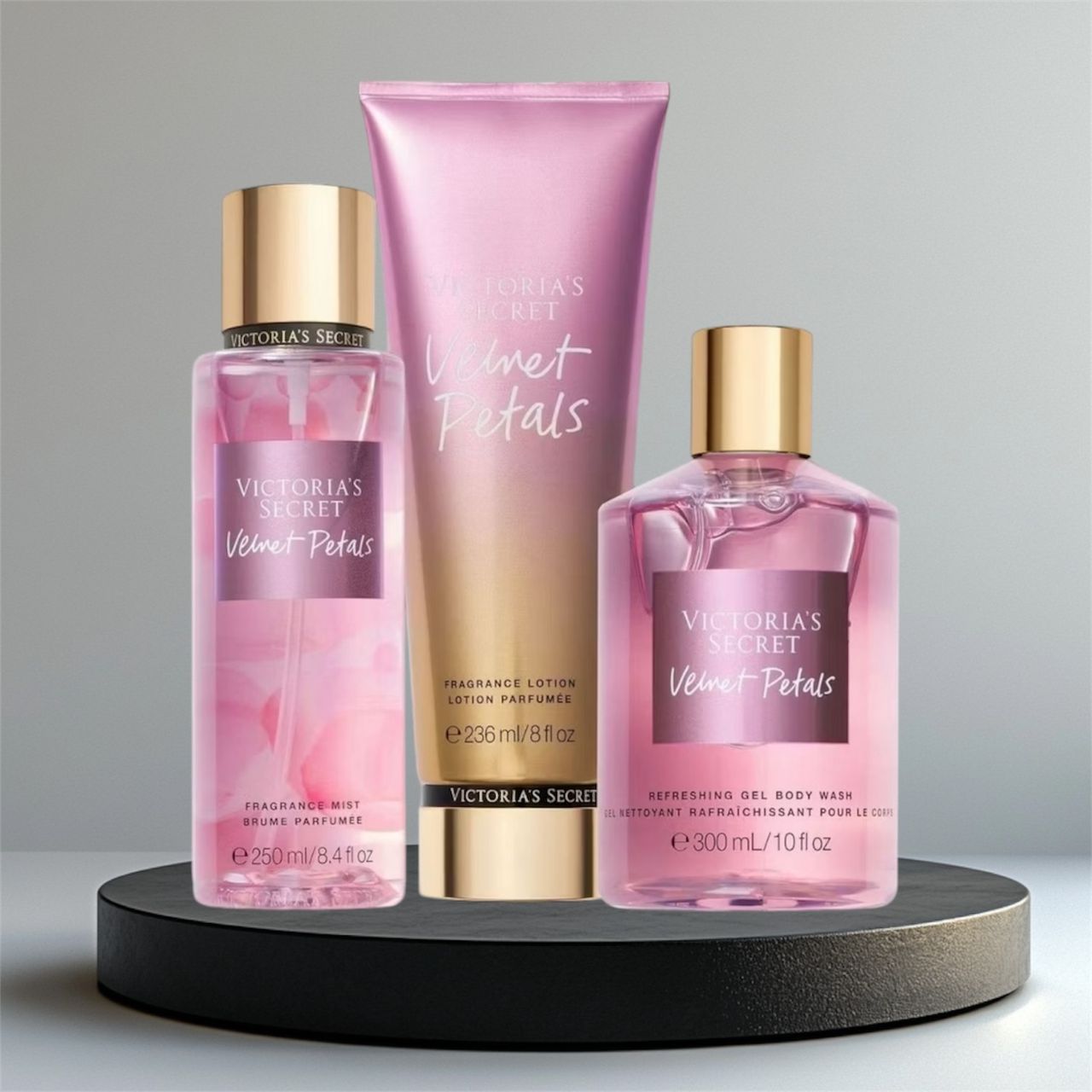 VICTORIA SECRET VELVET PETALS MIST BODY LOTION BATH WASH SET