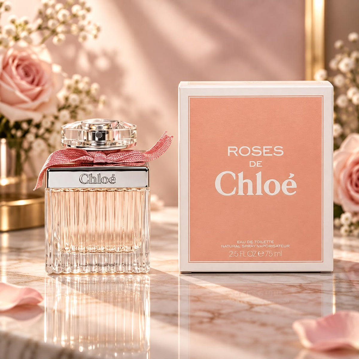 Chloe Pink Ribbon Ladies Elegant Rose Eau de Toilette Charm Romantic 75ml